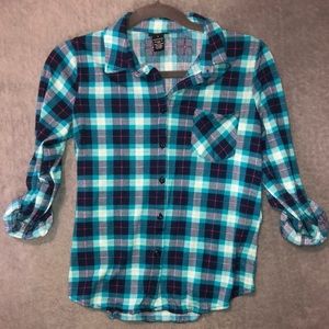 Rue21 Blue Plaid Button Down Top